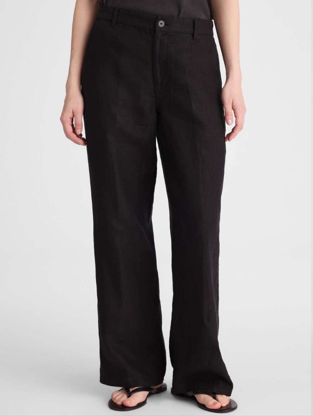 NEW Madewell The Zoe Relaxed Straight Pant in 100% Linen Black Size 22